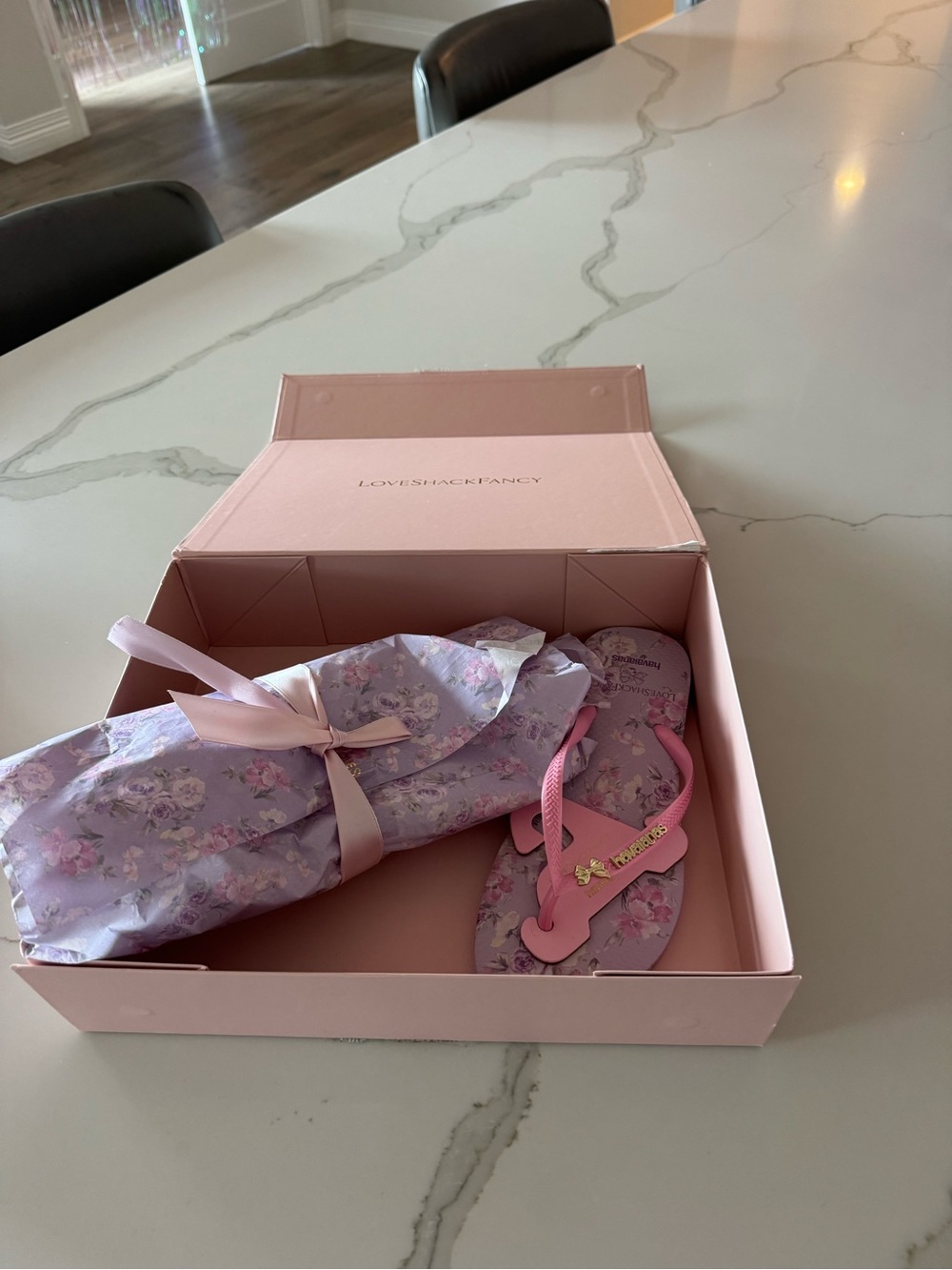 LoveShackFancy x Havaianas Womens Lavender Floral Flip Flops